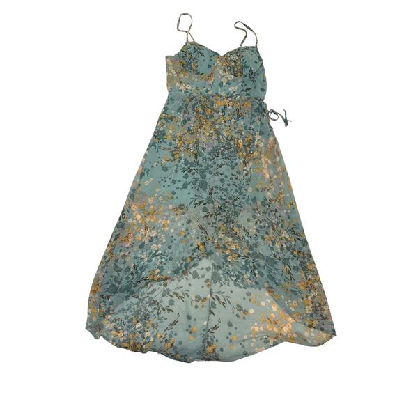 Lily Rose womens teal blue multi color floral, spaghetti strap hi-low dress XXL - Picture 4 of 10